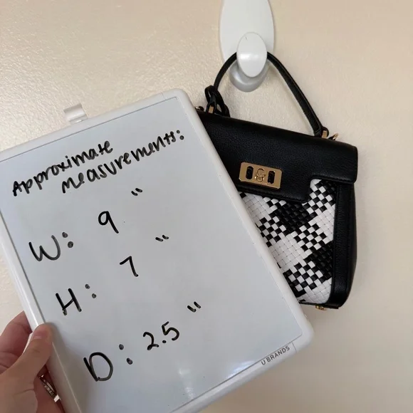 MICHAEL KORS Women's Karson Mini Leather Satchel Optic White Black - Picture 7 of 10